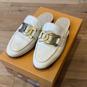Tod's Cuoio Sabot Mule in Cream Leather size 36